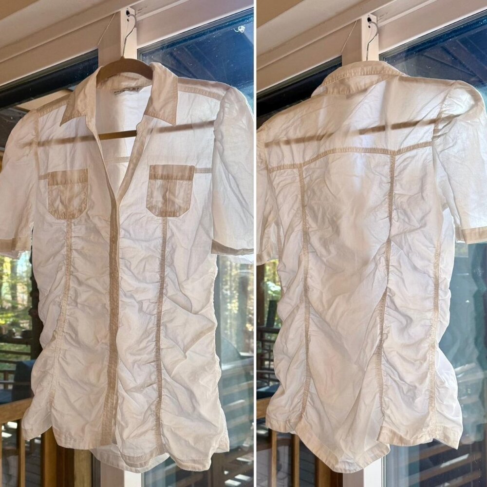 UNIQUE 'Blue-Exchange' jfashion/Yume kawaii blouse w/ ruching / tucked pleating